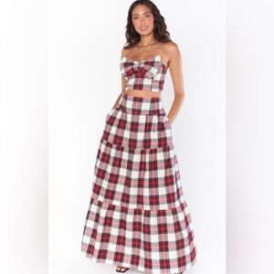 Show Me Your MuMu Red and White Plaid Skirt